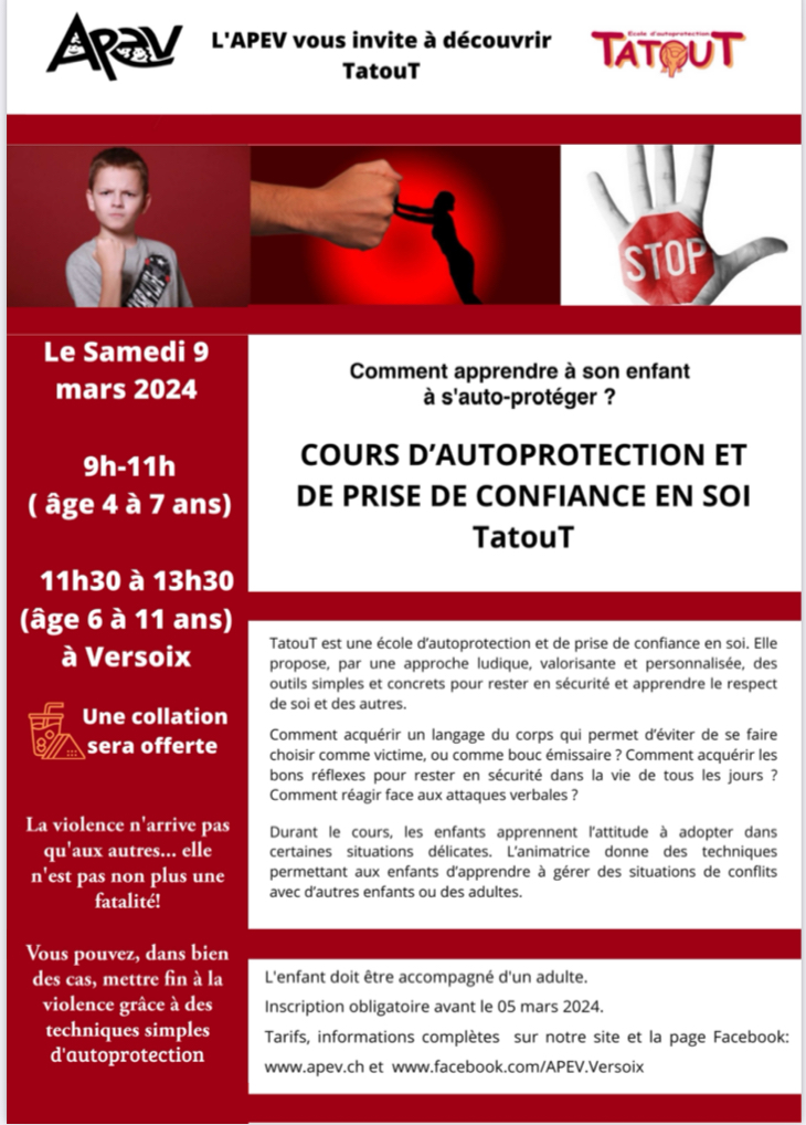 Cours « TatouT », cours d’autoprotection et de prise de confiance en soi